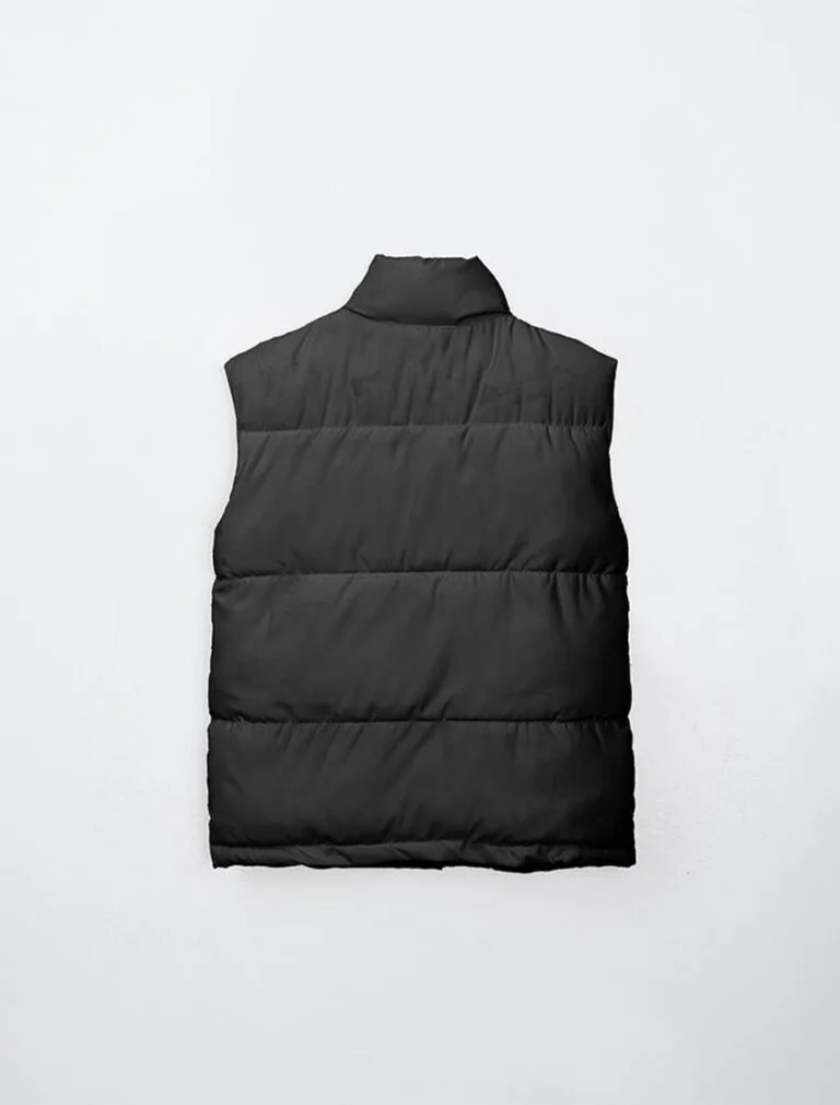 Sleeveless Puffer Gilet Vest Jackets black back