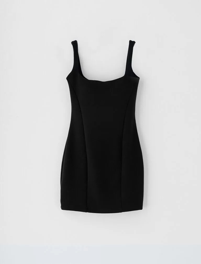 Square Neck Bodycon BRA Mini Dress black front