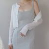 Square Neck Bodycon BRA Mini Dress grey front 1