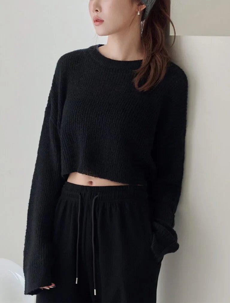 Textured Knit Top black front