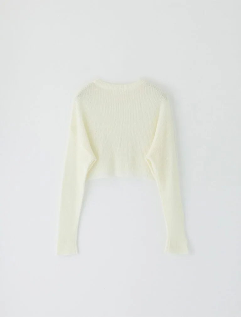 Textured Knit Top white back