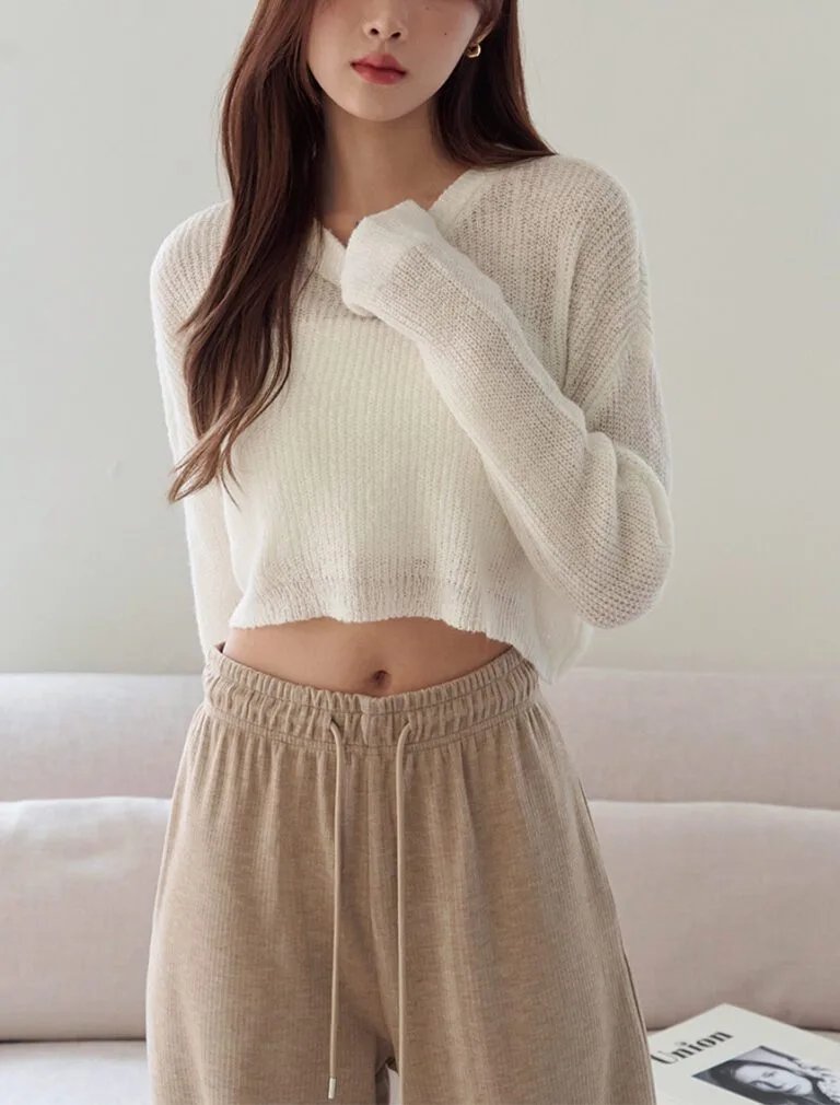 Textured Knit Top white front 2