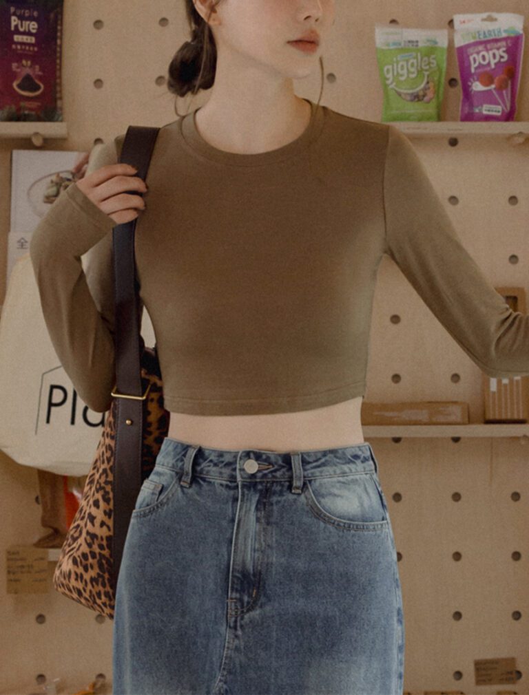 Versatile Long Sleeve Top khaki front