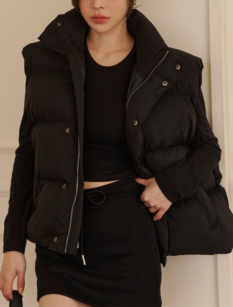 Warm Padded Vest Jacket black front 1