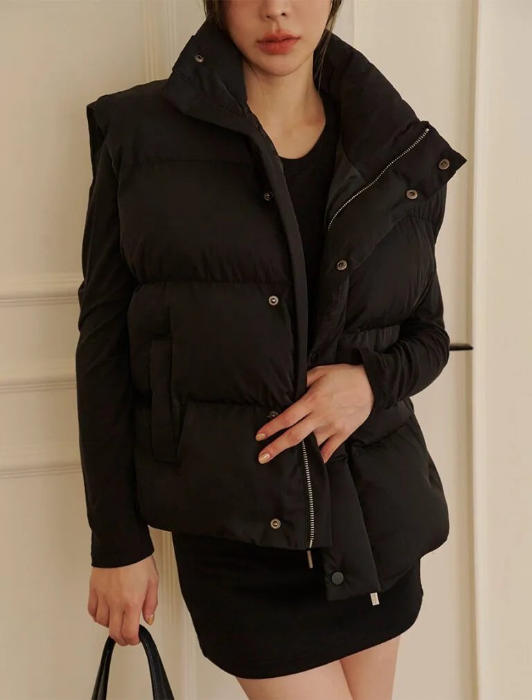 Warm Padded Vest Jacket black front 3