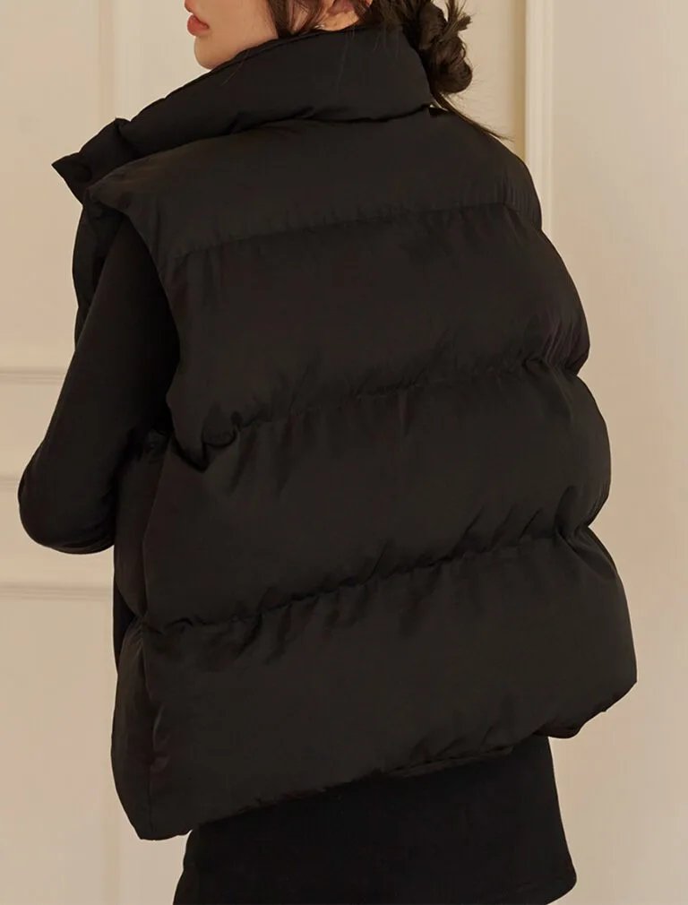 Warm Padded Vest Jacket black back
