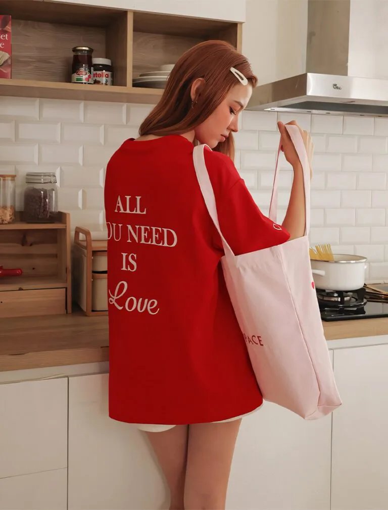Alphabet Cotton Loose Tee red back 1