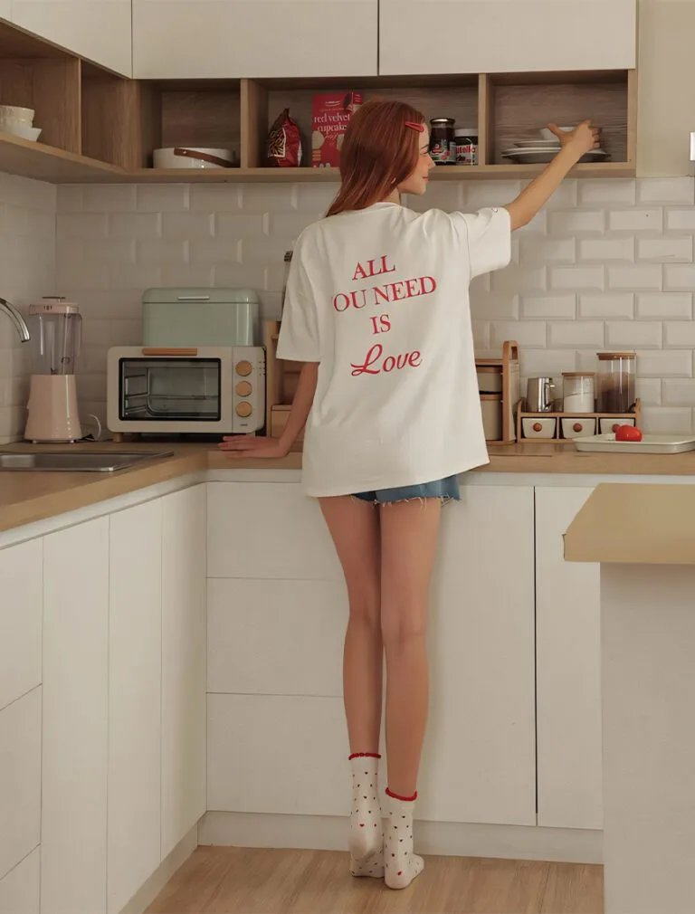 Alphabet Cotton Loose Tee white back 2