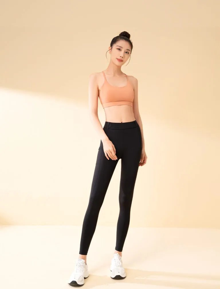Backless Thin Strap Sports Bra orange front