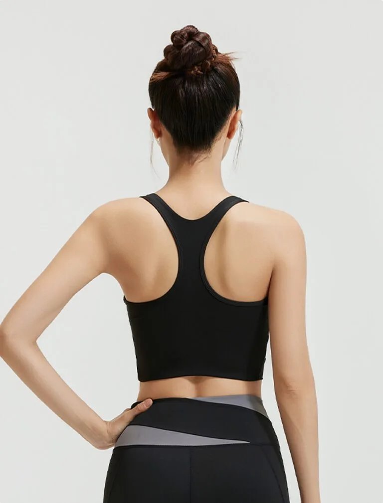 Color-Blocked Sports Bra black back