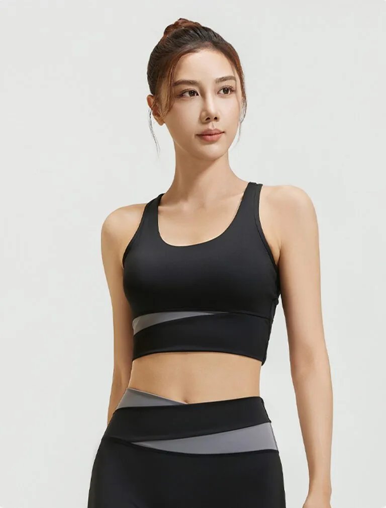 Color-Blocked Sports Bra black front