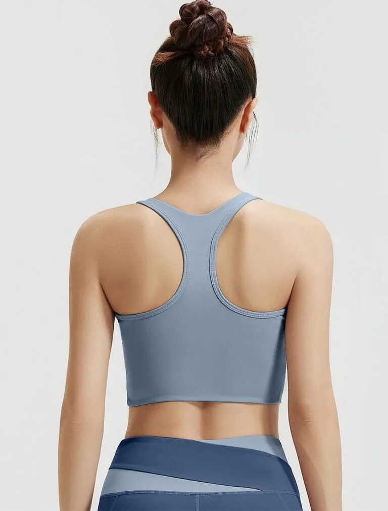 Color-Blocked Sports Bra blue back