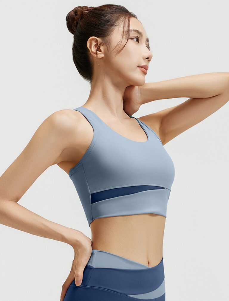 Color-Blocked Sports Bra blue front