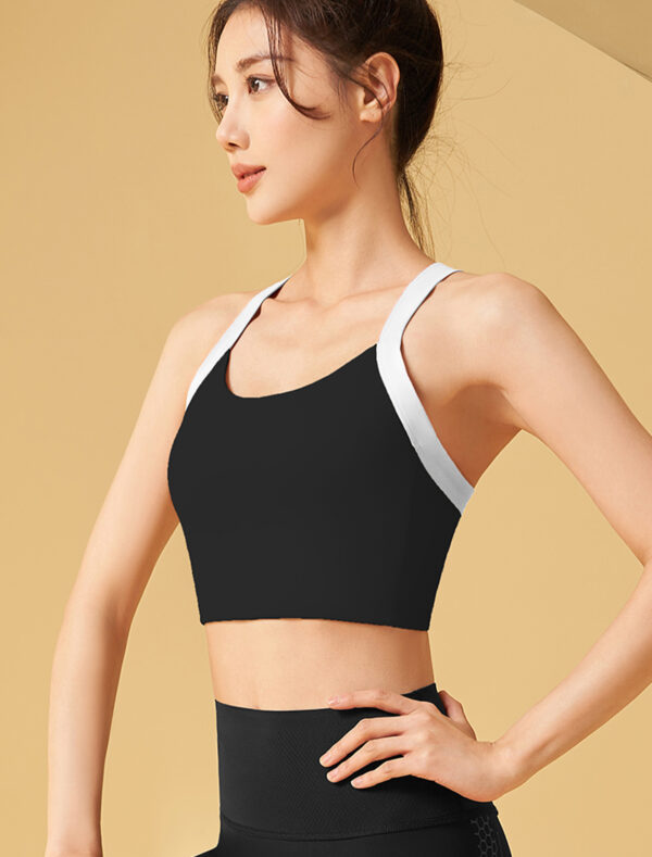 Color Strapped Sports Bra black front