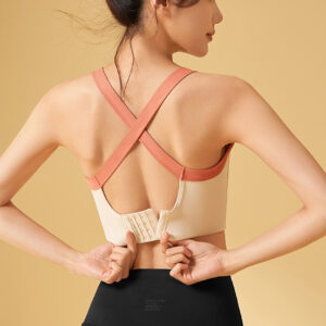 Color Strapped Sports Bra white back