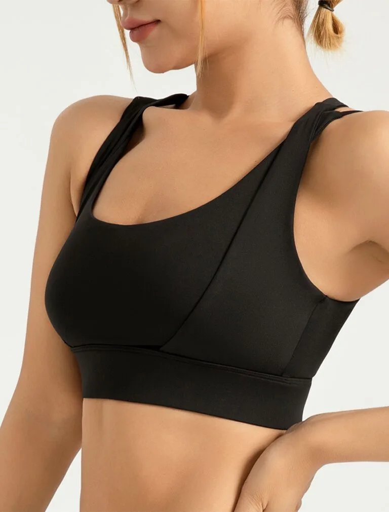 Double-Strap Sports Bra black front 1