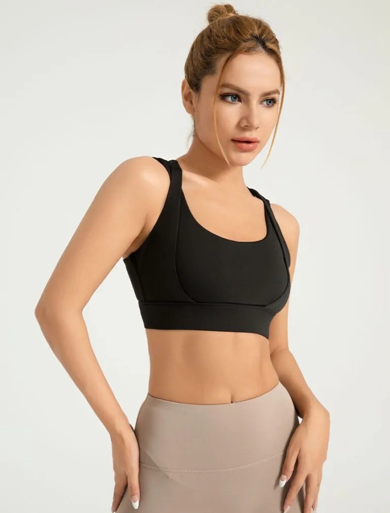 Double-Strap Sports Bra black front