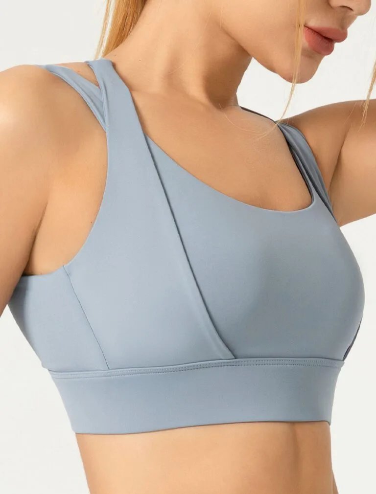 Double-Strap Sports Bra blue front 1