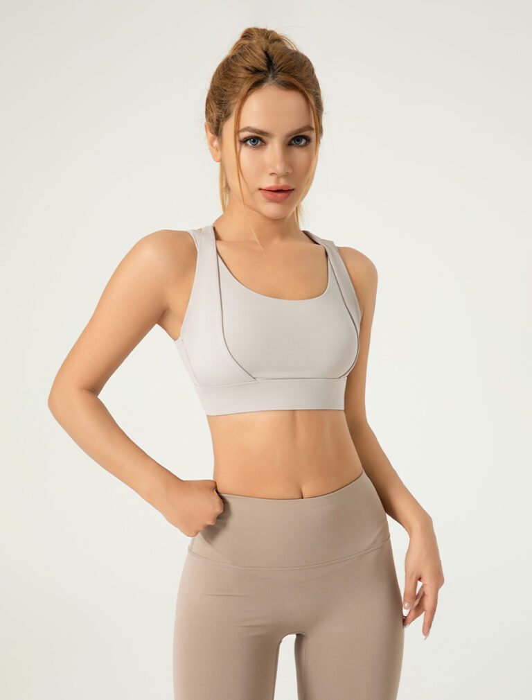 Double-Strap Sports Bra light grey front