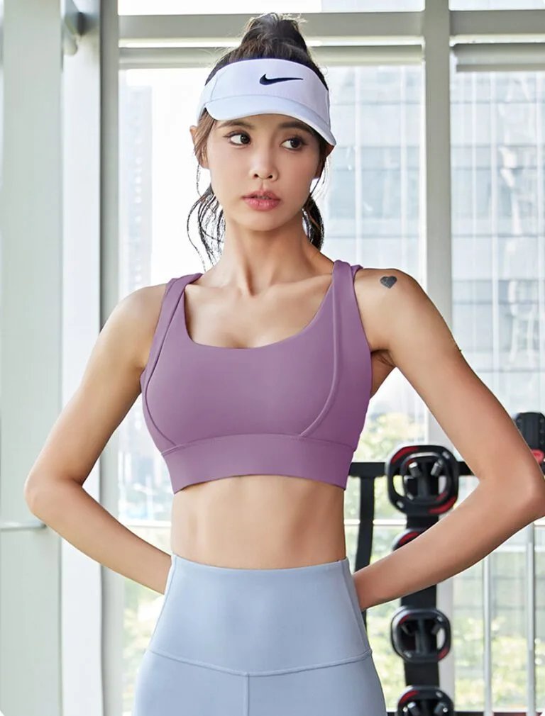 Double-Strap Sports Bra purple front