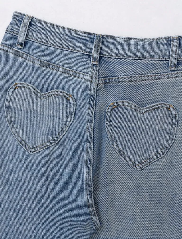 Heart Shape Pocket Jeans back
