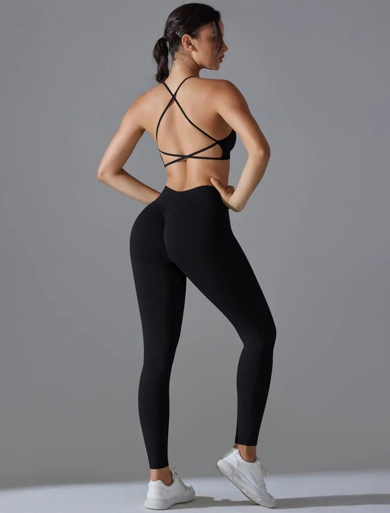 High-waist Peach-lift Seamless Yoga pants black back