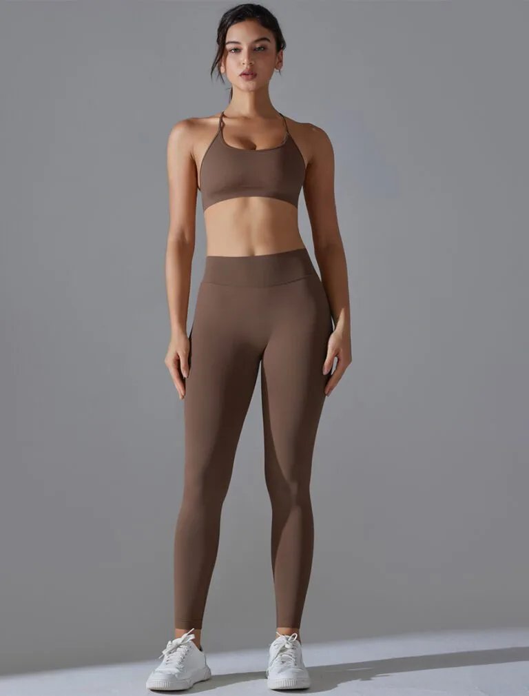 High-waist Peach-lift Seamless Yoga pants brown front