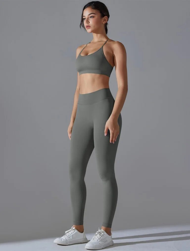 High-waist Peach-lift Seamless Yoga pants grey front