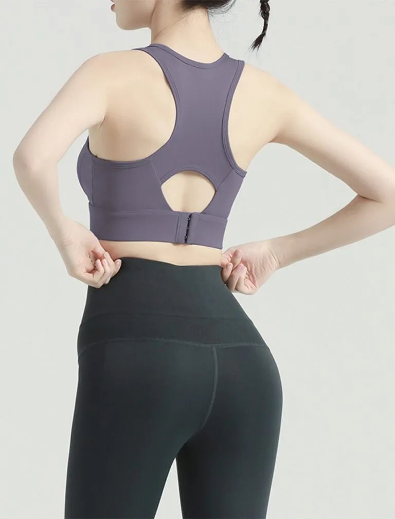 Hook-and-Eye Sports Bra purple back