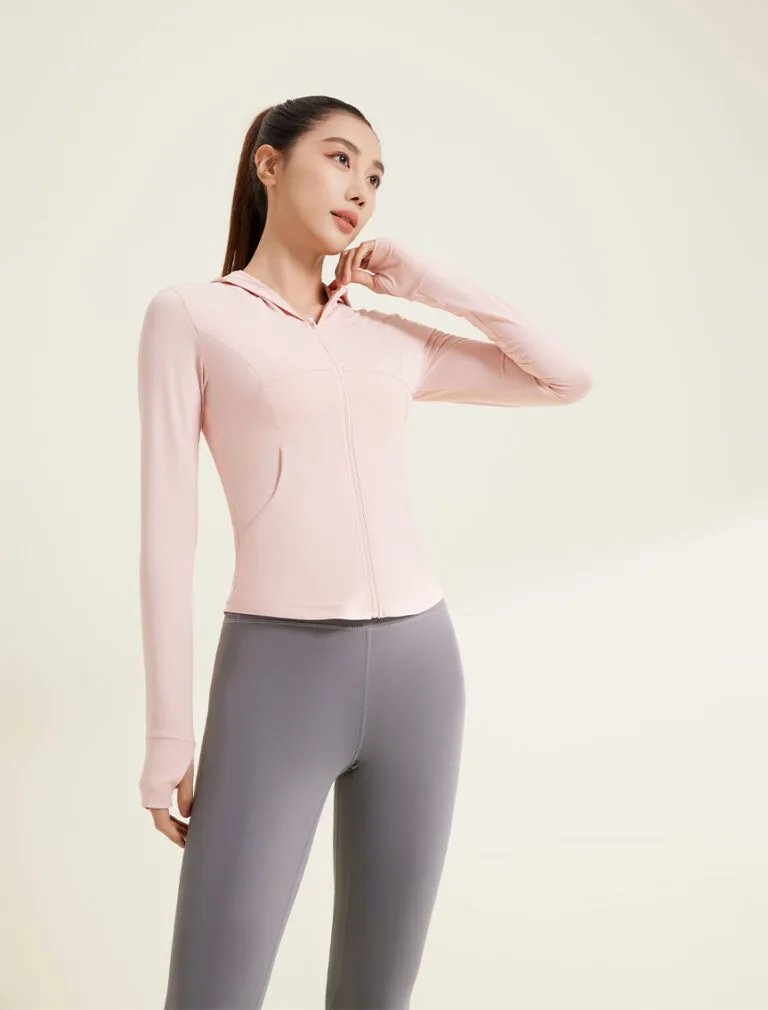 Nylon Curved-Line Jacket pink front