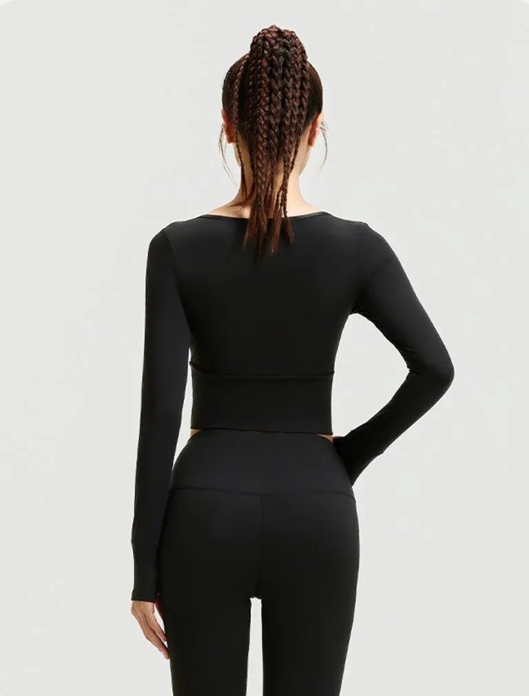 Seamed Yoga Long Sleeve Top black back