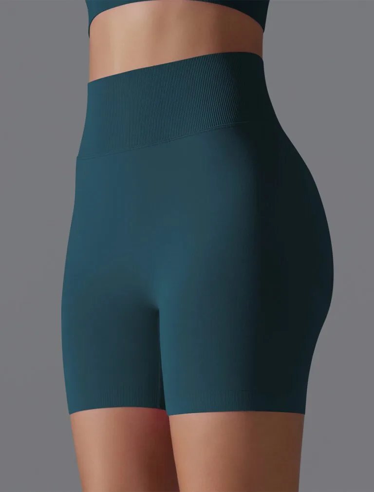 Seamless yoga shorts dark green front