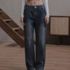 Straight Mid-Low Rise Jeans dark blue front