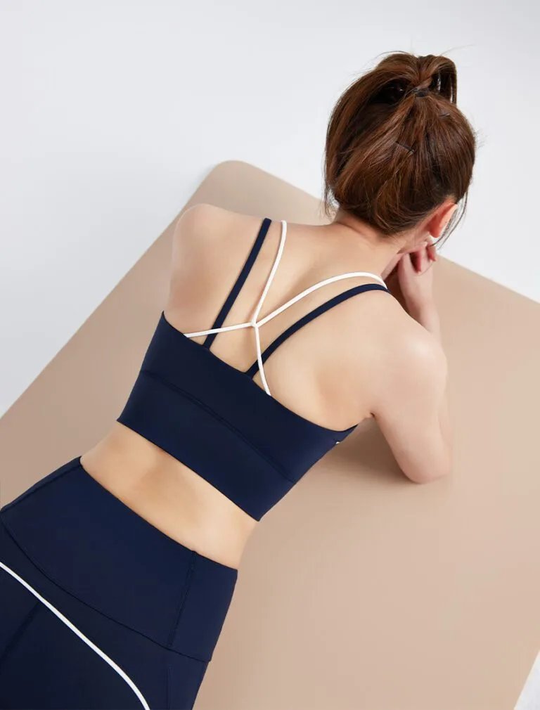 Streamlined Sports Bra blue back