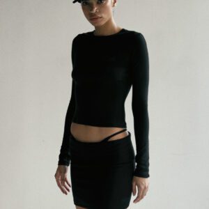 Badblood Beyond Soft Fold Over Mini Skirt black front 1