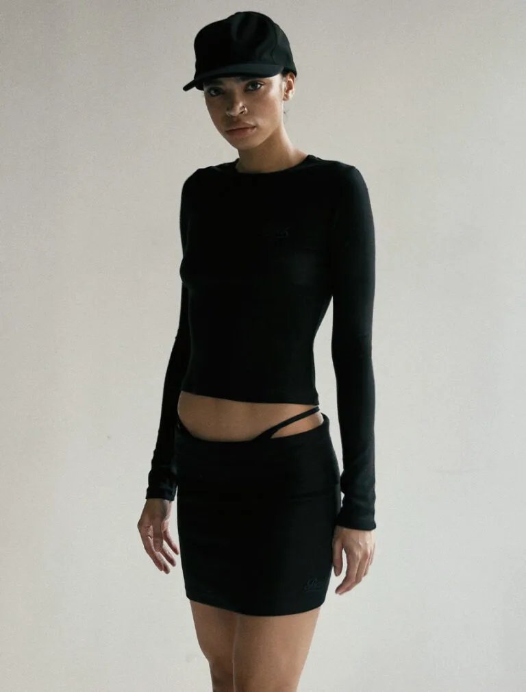 Badblood Beyond Soft Fold Over Mini Skirt black front 1