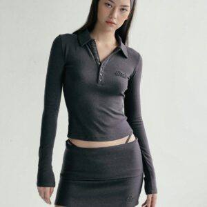 Badblood Beyond Soft Fold Over Mini Skirt grey front 1