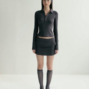 Badblood Beyond Soft Fold Over Mini Skirt grey front 2