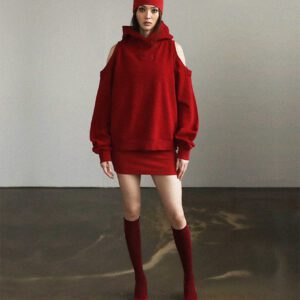 Badblood Beyond Soft Fold Over Mini Skirt red front 2