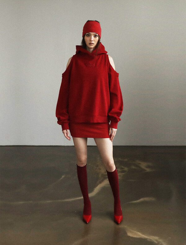 Badblood Beyond Soft Fold Over Mini Skirt red front 2
