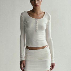 Badblood Beyond Soft Fold Over Mini Skirt white front 1