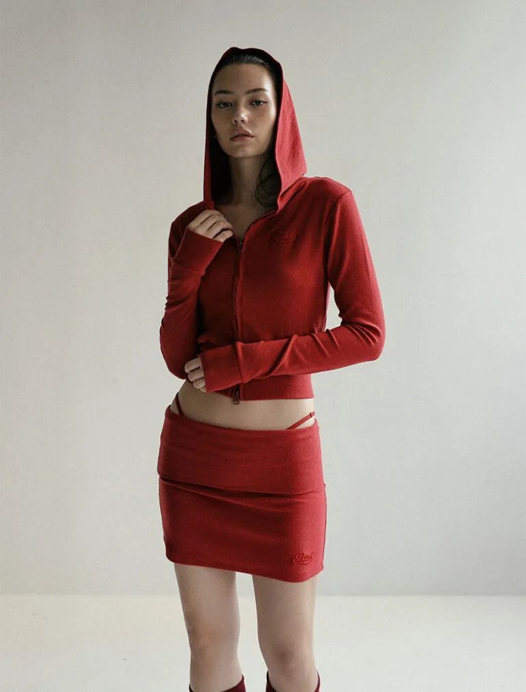 Badblood Beyond Soft Hood Zip-Up Slim Fit red front 1