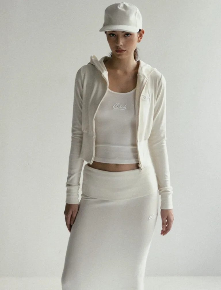 Badblood Beyond Soft Hood Zip-Up Slim Fit white front 2