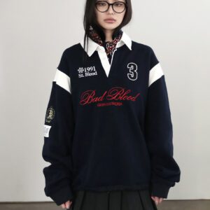Badblood Saint Blood Rugby Shirt navy front 2