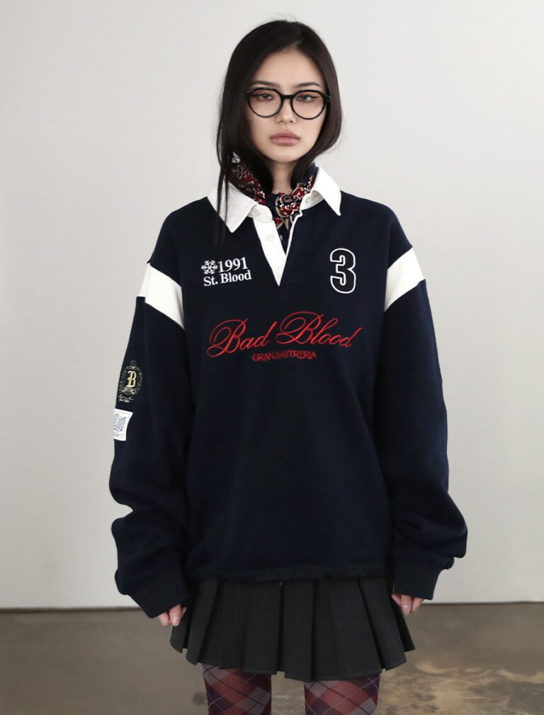 Badblood Saint Blood Rugby Shirt navy front 2
