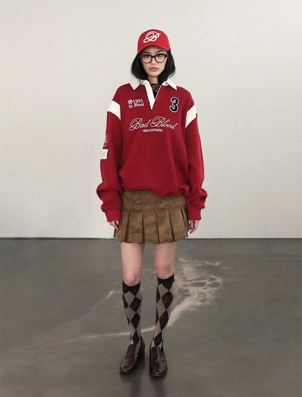 Badblood Saint Blood Rugby Shirt red front 1