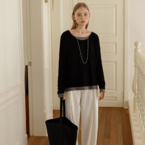 Color-Blocked Brushed Fleece-Lined Long Sleeve front 1