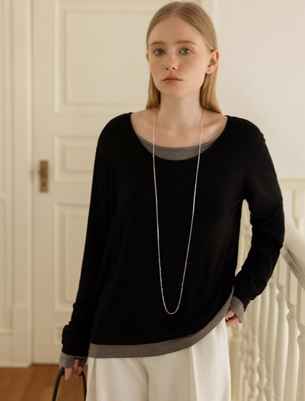 Color-Blocked Brushed Fleece-Lined Long Sleeve front