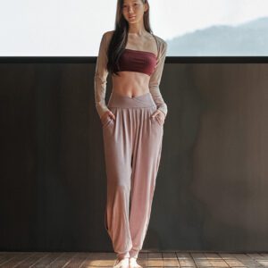 Cozy Pilates Pants pink purple front 1