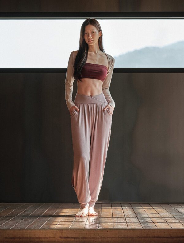 Cozy Pilates Pants pink purple front 1